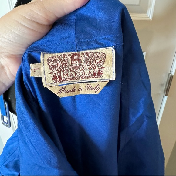 Makola Atelier Made in Italy 100% Silk Designer Blue Shirt Dress - Picture 6 of 8